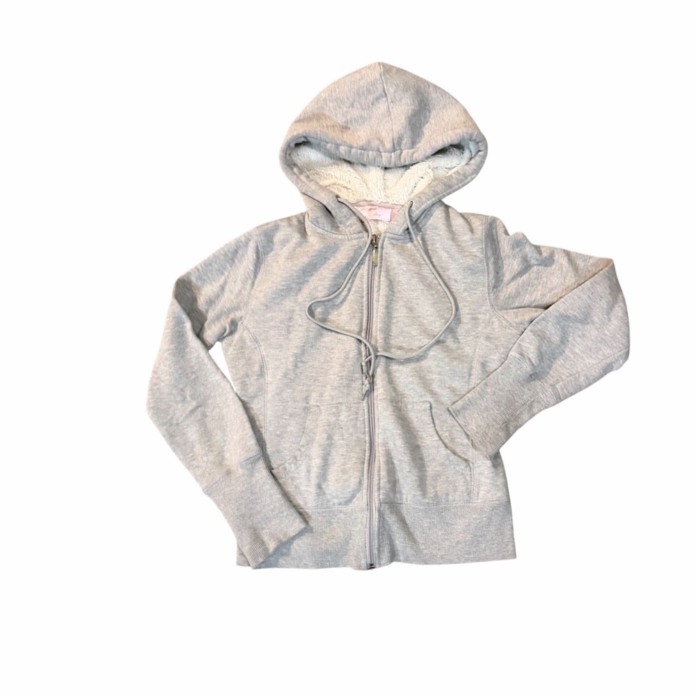 Jay Day Light Gray Faux Fur
Sherpa Lined Zip Up Hoodie with Front Pockets Sz S